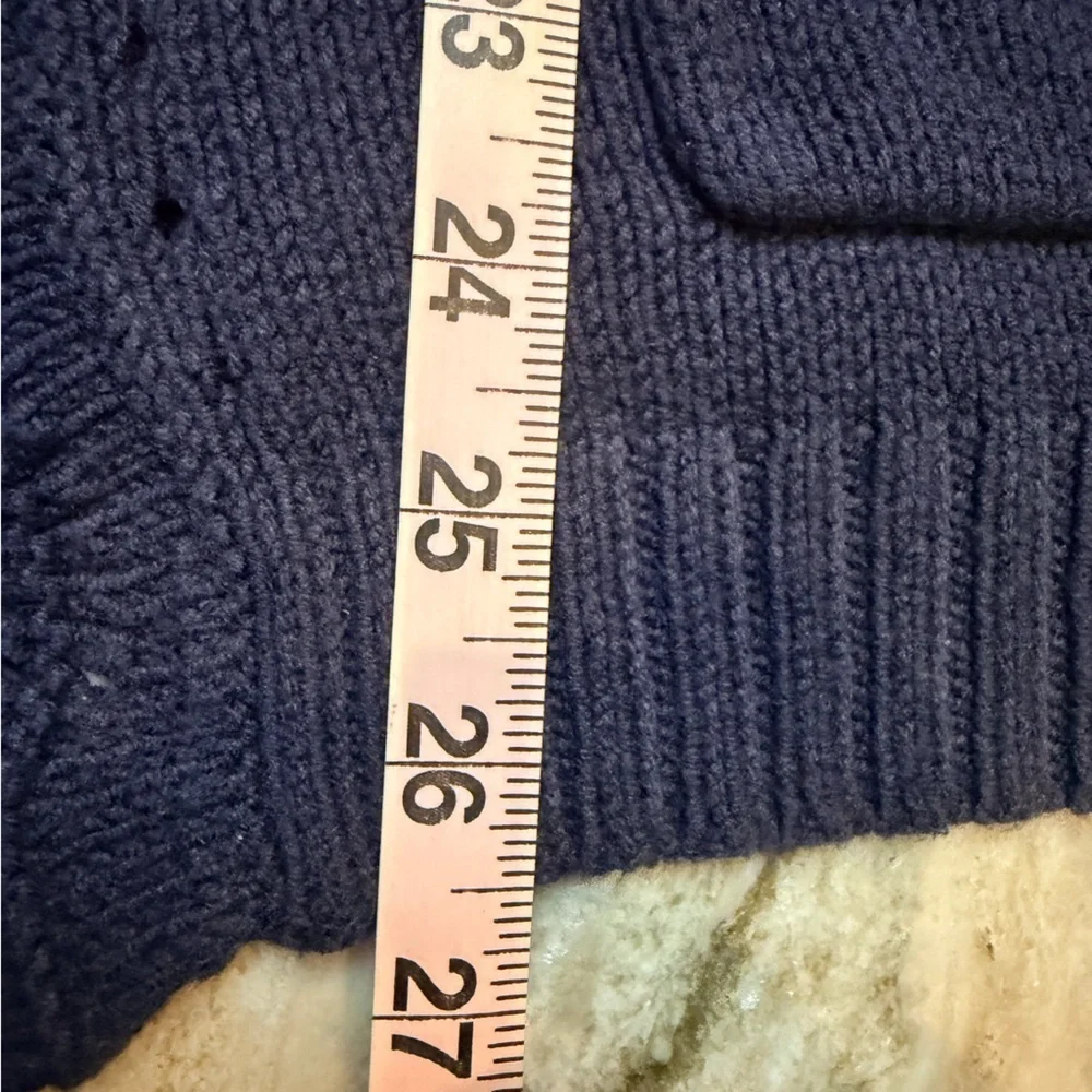 Skies Are Blue Navy Open Front Knit Cardigan Women’s L Textured Pocket Sweater